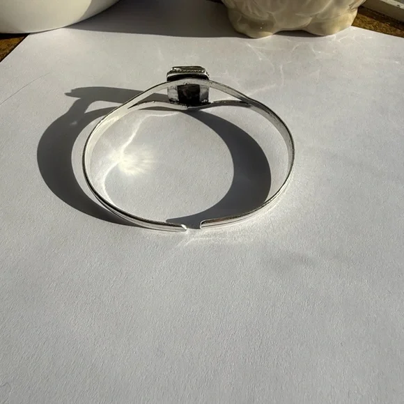 NWOT Sterling Silver Leopard Jasper Adjustable Cuff Bracelet Handmade - Picture 4 of 5